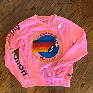 NWT! Aviator Nation Neon Pink Crewneck Sweatshirt XS